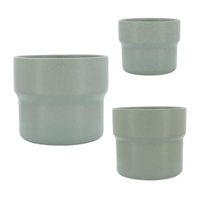 Cer, S/3 7/9/10D Mushroom Planters, Greeen