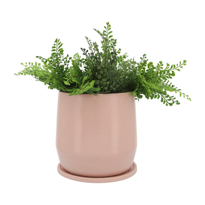 Cer, S/2 7/10D Planters W/ Saucer, Blush