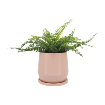 Cer, S/2 7/10D Planters W/ Saucer, Blush