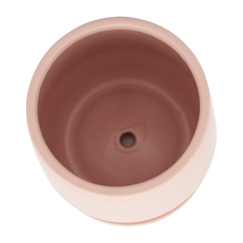 Cer, S/2 7/10D Planters W/ Saucer, Blush