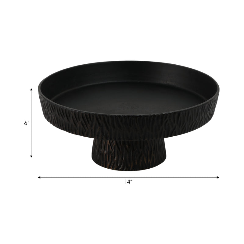 14 Cali Metal Pedestal Tray, Black