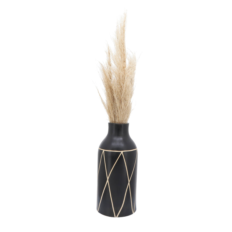 CER, 16H TRIBAL VASE, BLACK