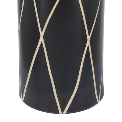 CER, 16H TRIBAL VASE, BLACK