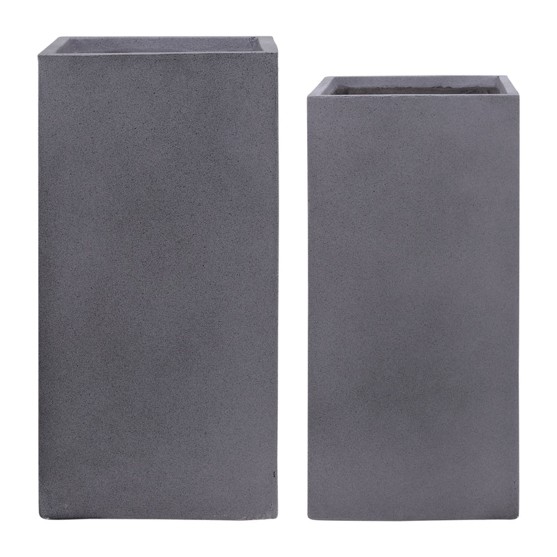 Resin, S/2 11/13D Square Nested Planters, Gray