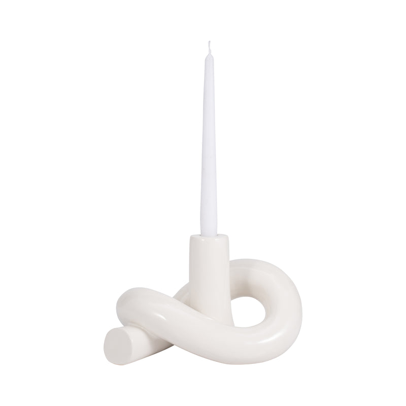 CER, 10 LOOPY CANDLE HOLDER, WHITE