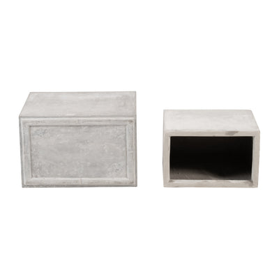 Resin, S/2 16/20D Nested Square Planters, Lt. Gra