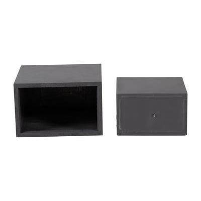 Resin, S/2 16/20D Nested Square Planters, Dk. Gra