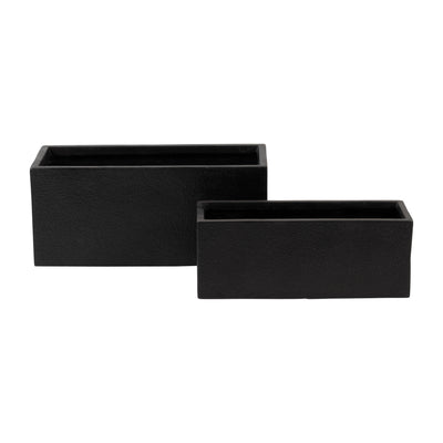 Resin, S/2 24/28D Nested Rectangular Planters, Bl