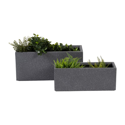 Resin, S/2 24/28D Nested Rectangular Planters, Gr