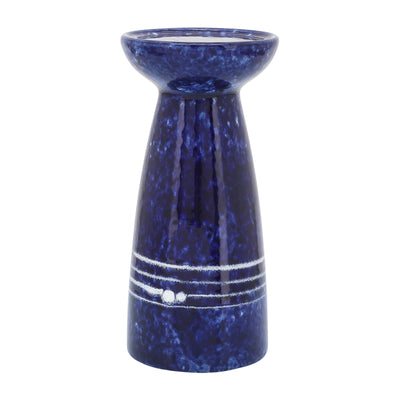 CER, 8H PAINTED CANDLE HOLDER, BLUE