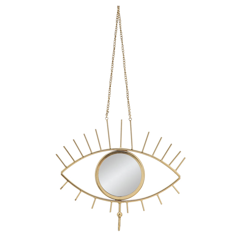 METAL, 10H EYE WALL DECO W/ MIRROR, GOLD