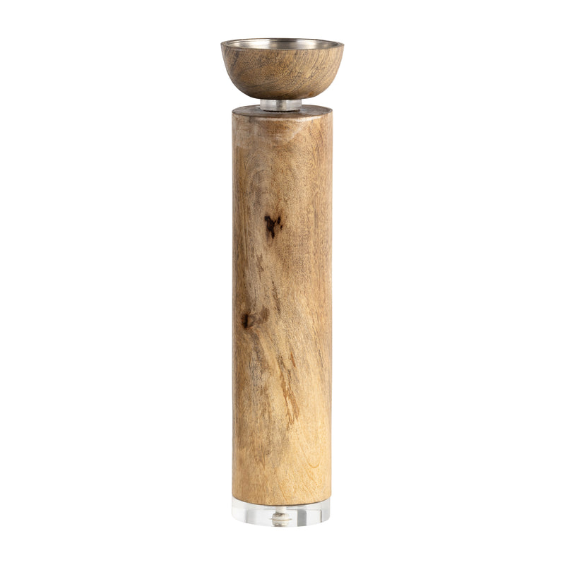 WOOD, 14 ACRYLIC DETAIL TAPER CANDLEHOLDER, NATUR