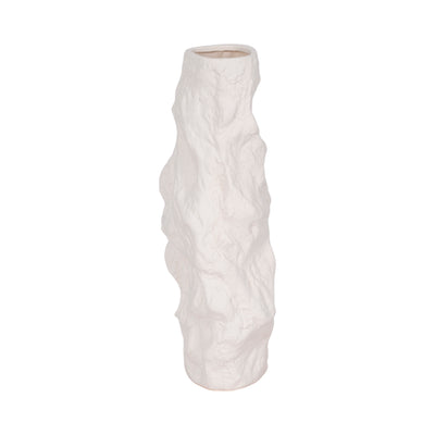 17 Jagged Textured Vase, White