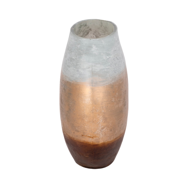 10 Gold Ombre Round Vase, White/gold