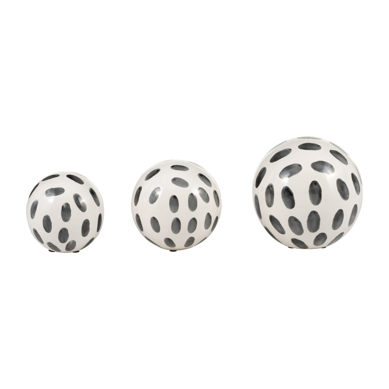 CER, S/3 4/5/6 SPOTTED ORBS, BLK/WHT