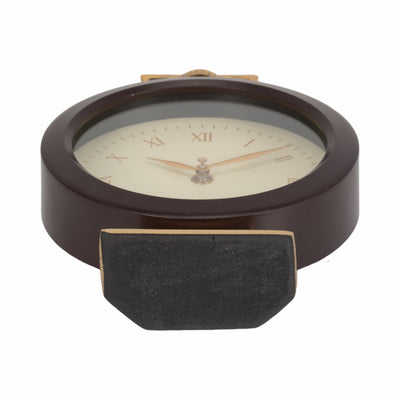 9 Jansen Gold And Brown Desk Clock