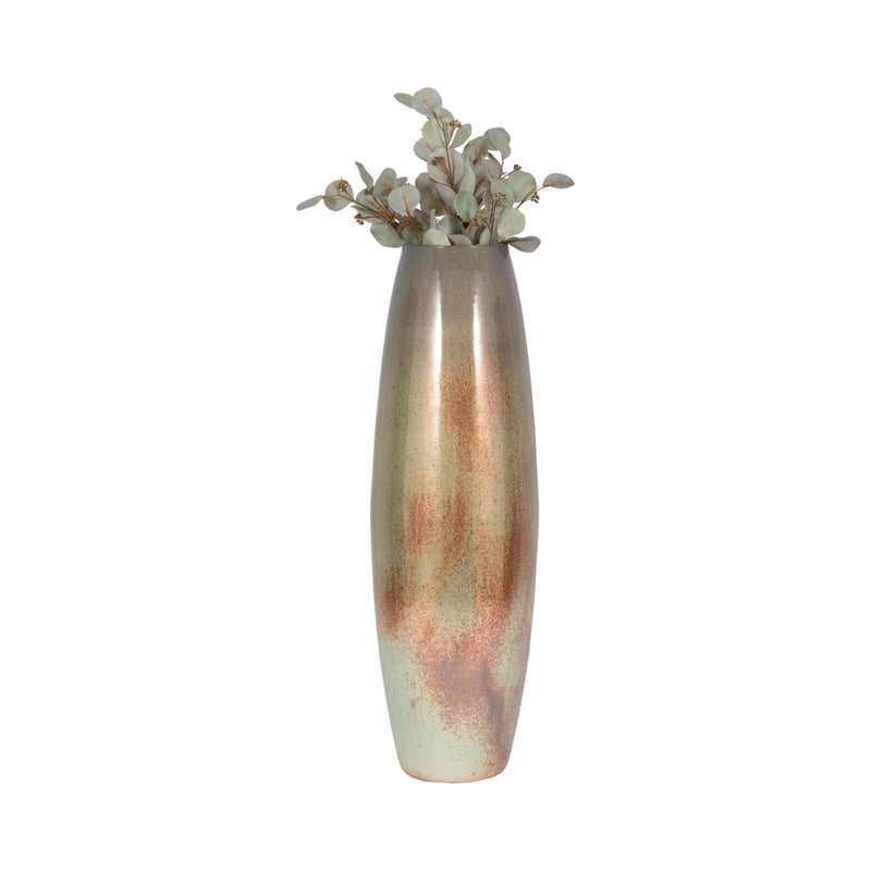 31 Curved Glass Vase Green Mercury Ombre, Multi