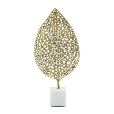 METAL, 19H LEAF ON STAND, GOLD