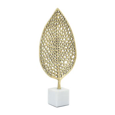 METAL, 19H LEAF ON STAND, GOLD