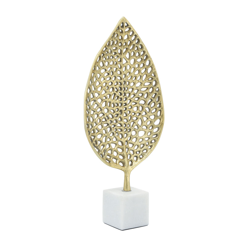 METAL, 19H LEAF ON STAND, GOLD