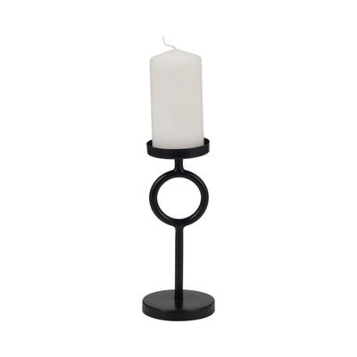 Metal, 10H Ring Candle Holder, Black