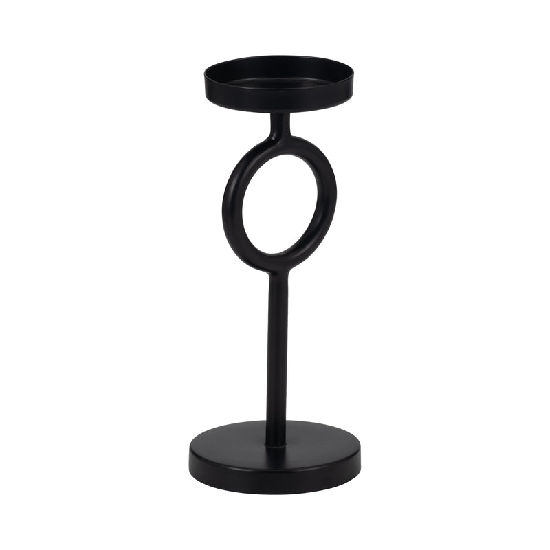 Metal, 10H Ring Candle Holder, Black