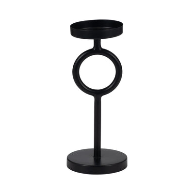 Metal, 10H Ring Candle Holder, Black