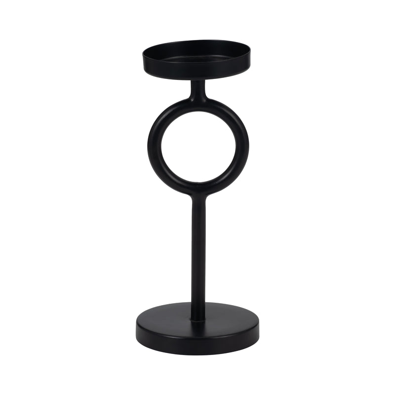 Metal, 10H Ring Candle Holder, Black