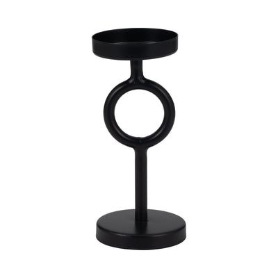 Metal, 8H Ring Candle Holder, Black