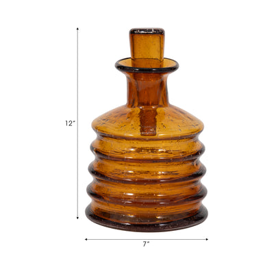 12 Clarimond Ridged Amber Glass Bottle