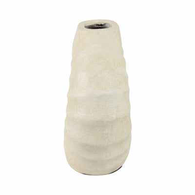 12 Ridged Open Cut-out Terracotta Vase, Ivory