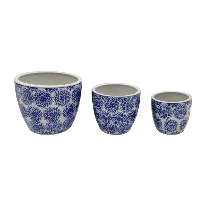 CER, S/3 6/8/10 CHINOISERIE PLANTERS, BLUE/WHITE