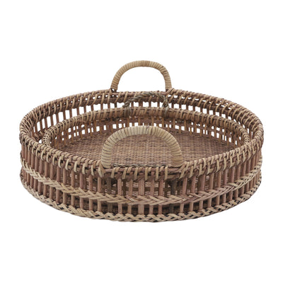 S/2 12/14 Rattan Trays, Natural