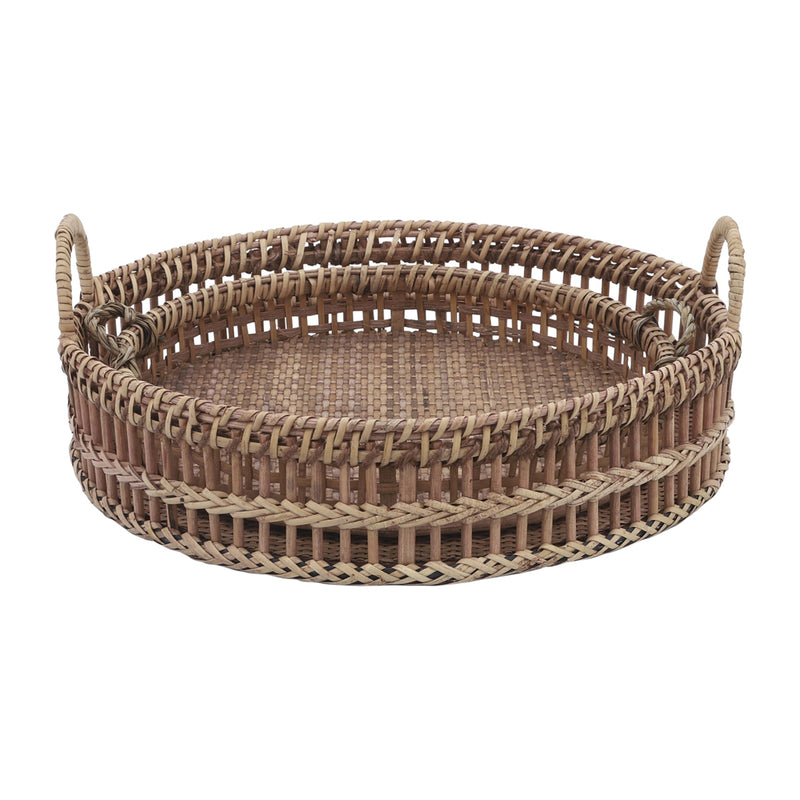 S/2 12/14 Rattan Trays, Natural