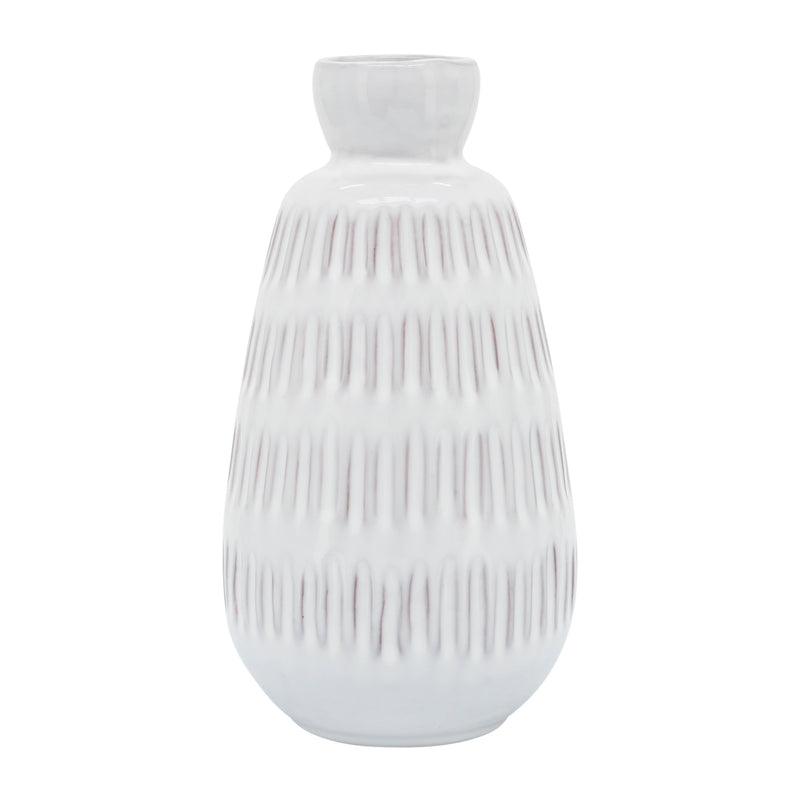 CER, 8H DIMPLED VASE, WHITE