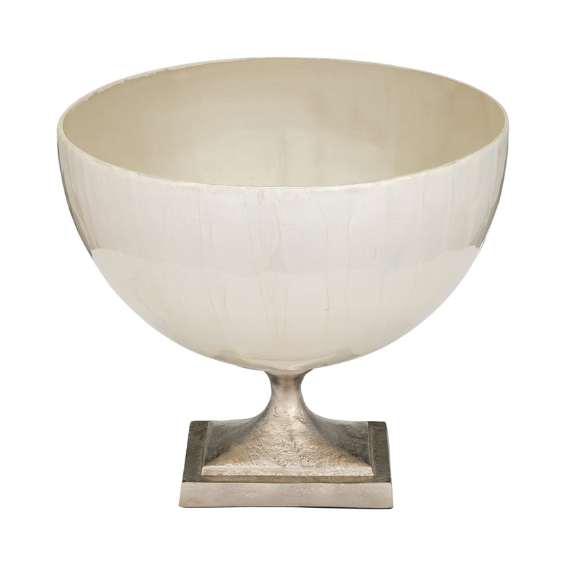 GLASS, 9 BOWL W/ METAL STAND, PEARL WHITE