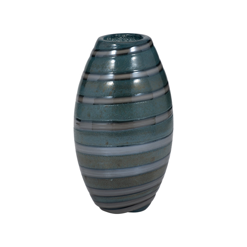 10 Santiago Striped Blue Glass Vase