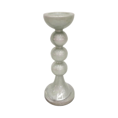 GLASS,18H,BUBBLY CANDLE HOLDER,WHITE