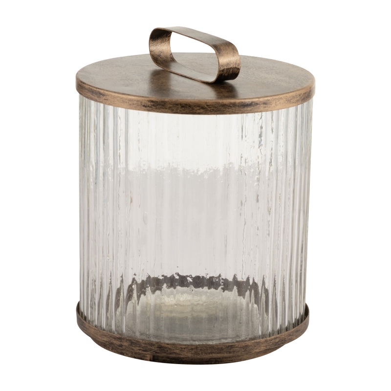 GLASS,10,ROUND BOX W/TOP HANDLE, BRASS