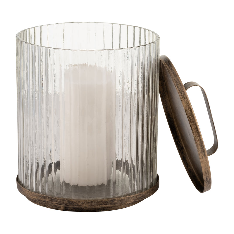 GLASS,10,ROUND BOX W/TOP HANDLE, BRASS