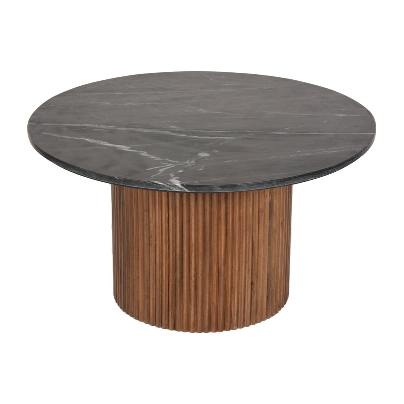 Wood/Marble, 34D Reeded Coffee Table, Brwn/Blk Kd