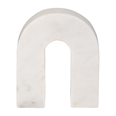 MARBLE, 6H HORSESHOE TABLETOP DECO, WHITE