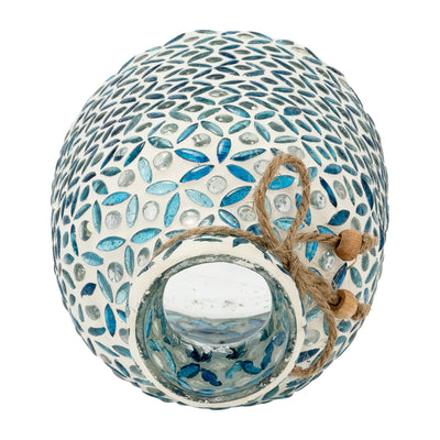 GLASS, 7H MOSAIC VASE, BLUE