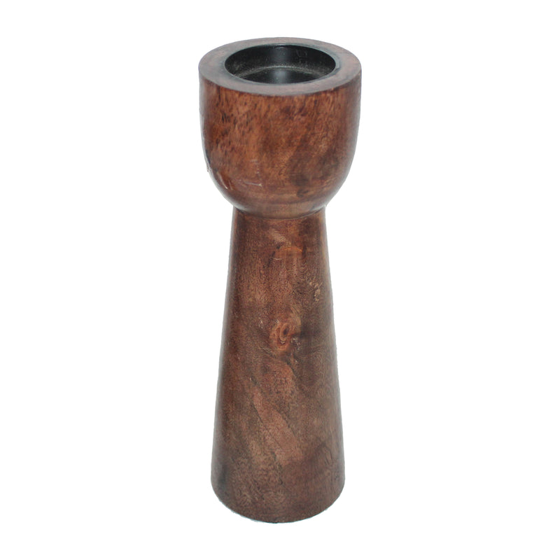 8, WOOD PILLAR CANDLE HOLDER, BROWN