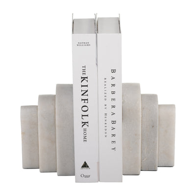 MARBLE, S/2 6, LAYERED ARCHES BOOKENDS,WHITE