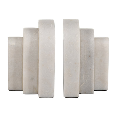 MARBLE, S/2 6, LAYERED ARCHES BOOKENDS,WHITE