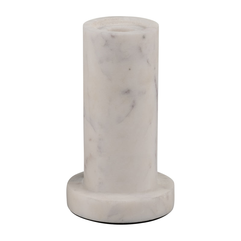 MARBLE,5H,TAPER CANDLE HOLDER W/FLAT BASE,WHITE