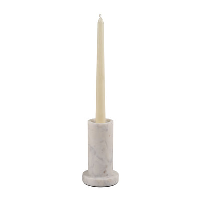 MARBLE,5H,TAPER CANDLE HOLDER W/FLAT BASE,WHITE