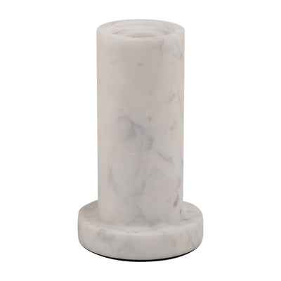 MARBLE,5H,TAPER CANDLE HOLDER W/FLAT BASE,WHITE