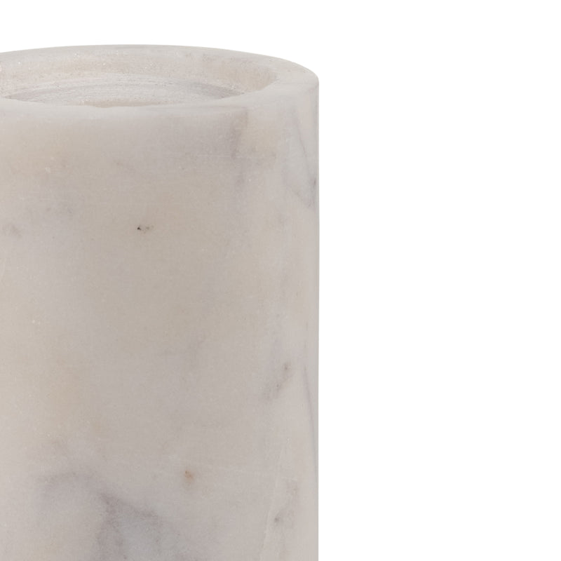 MARBLE,5H,TAPER CANDLE HOLDER W/FLAT BASE,WHITE